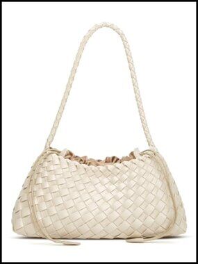 2 Pcs Slouchy Woven PU Leather Hobo Bags Underarm Crossbody Summer Beach Travel